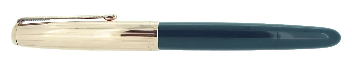 1946 PARKER 51 CEDAR BLUE VACUMATIC FOUNTAIN PEN RESTORED STUB NIB RESTORED