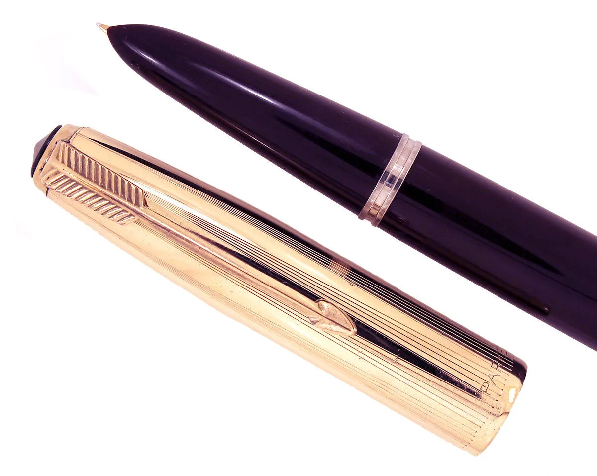 1949 PARKER 51 DEMI AEROMETRIC PLUM W/ GOLD FILLED CAP FOUNTAIN PEN RESTORED