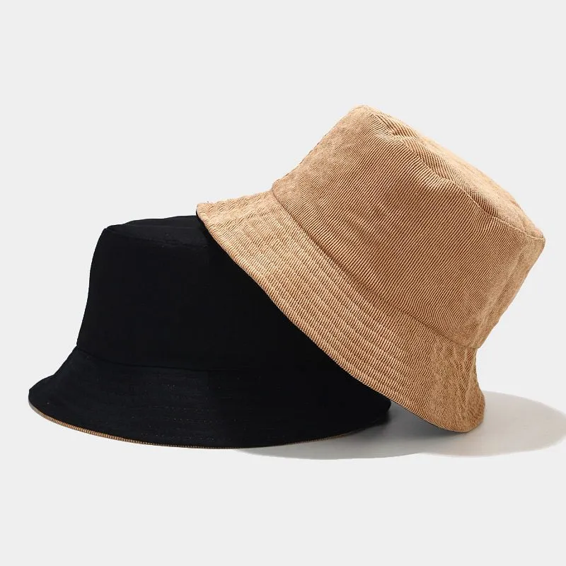 Autumn Winter Bucket Hat Solid Fisherman Hat Corduroy Sun Hat Reversible  Hip-Hip Cap Foldable Cheapu Hunting Hat Fishing Cap