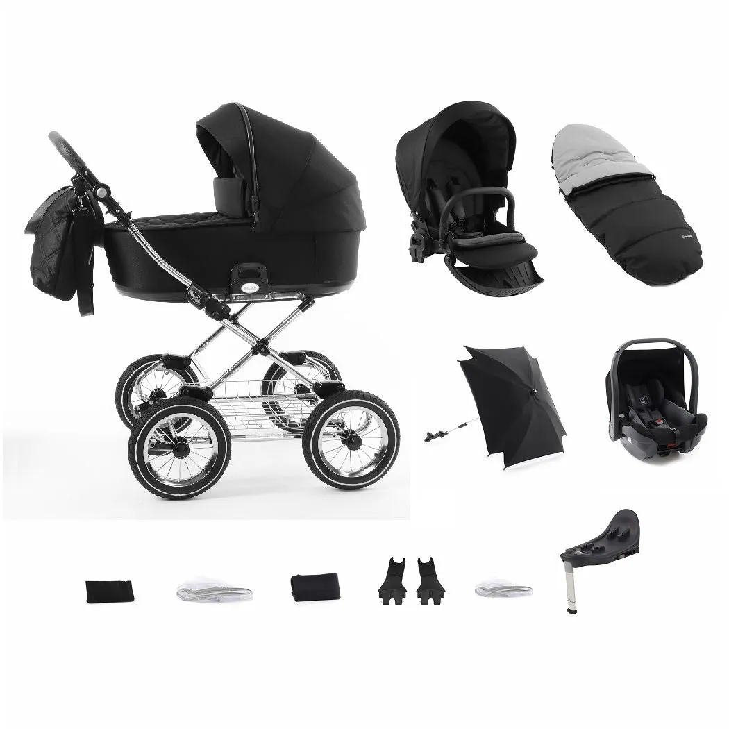 BabyStyle Prestige Vogue Pram Travel System (Chrome/Black/Ebony) with Isofix Base