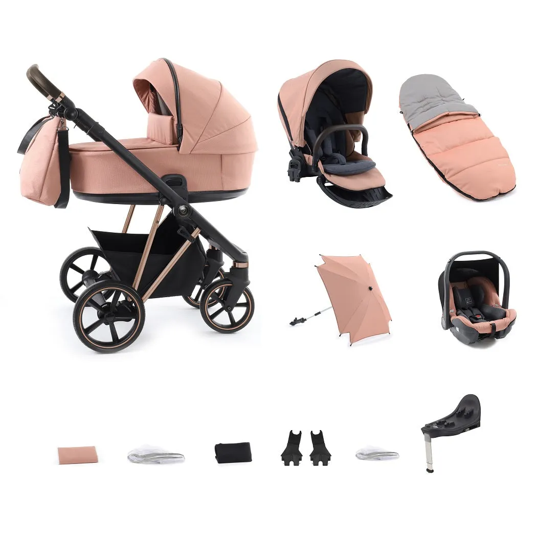 BabyStyle Prestige Vogue Pram Travel System (Copper/Brown/Coral) with Isofix Base