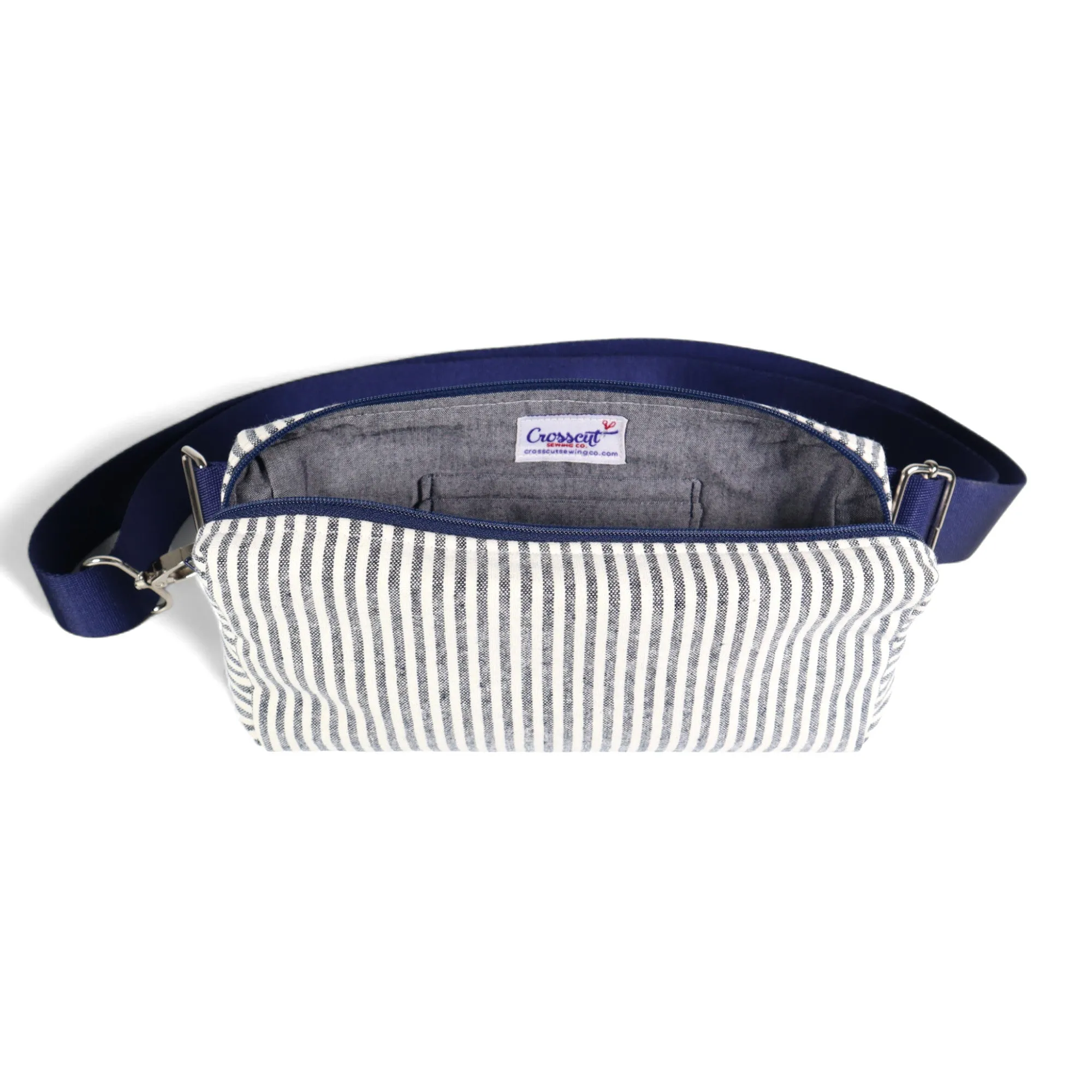 Belt Bag Sewing Kit - Supplies, Printed Pattern and Video Tutorial - Navy Stripe