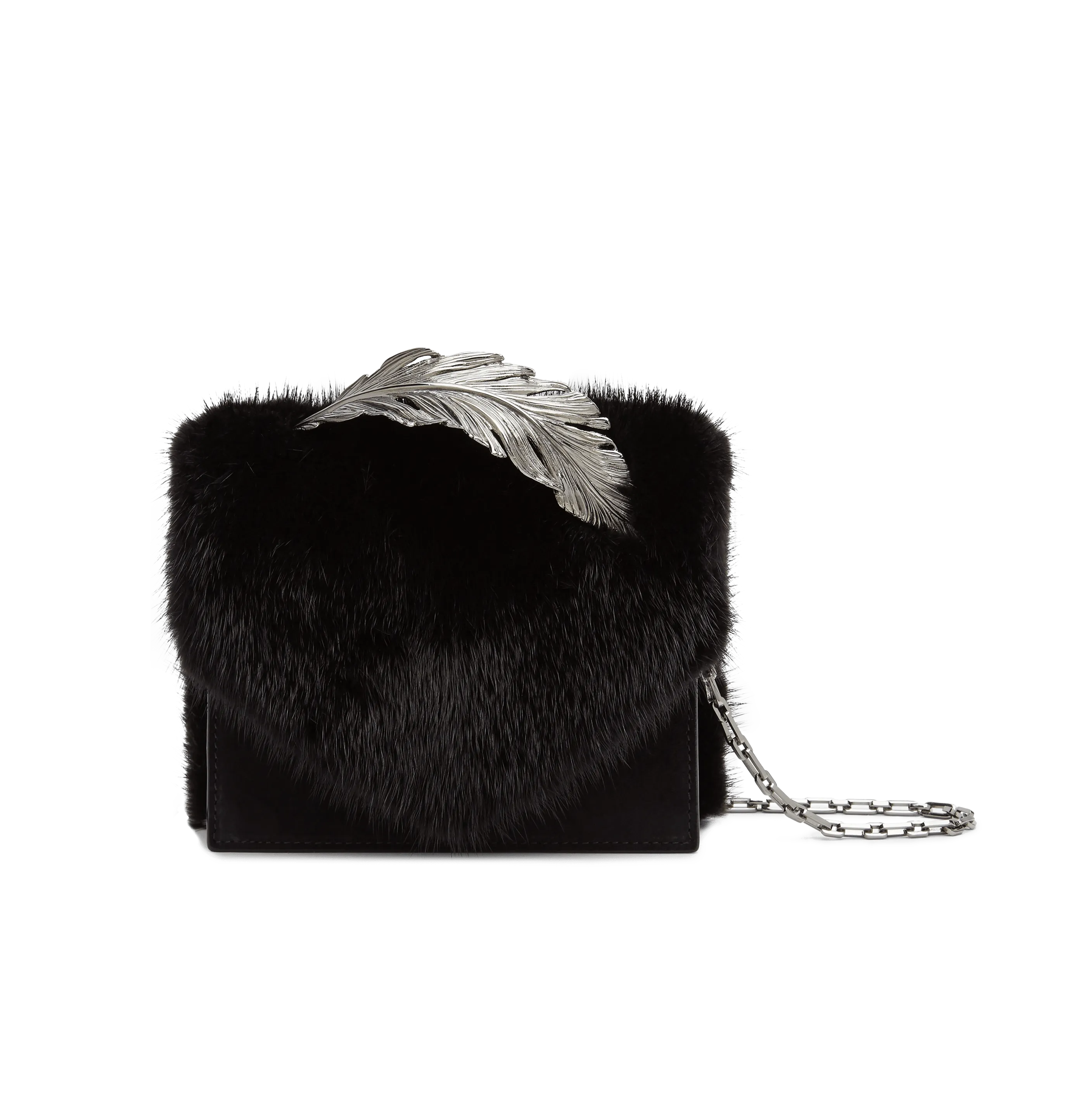 Black Mink Fur and Suede Alina Clutch