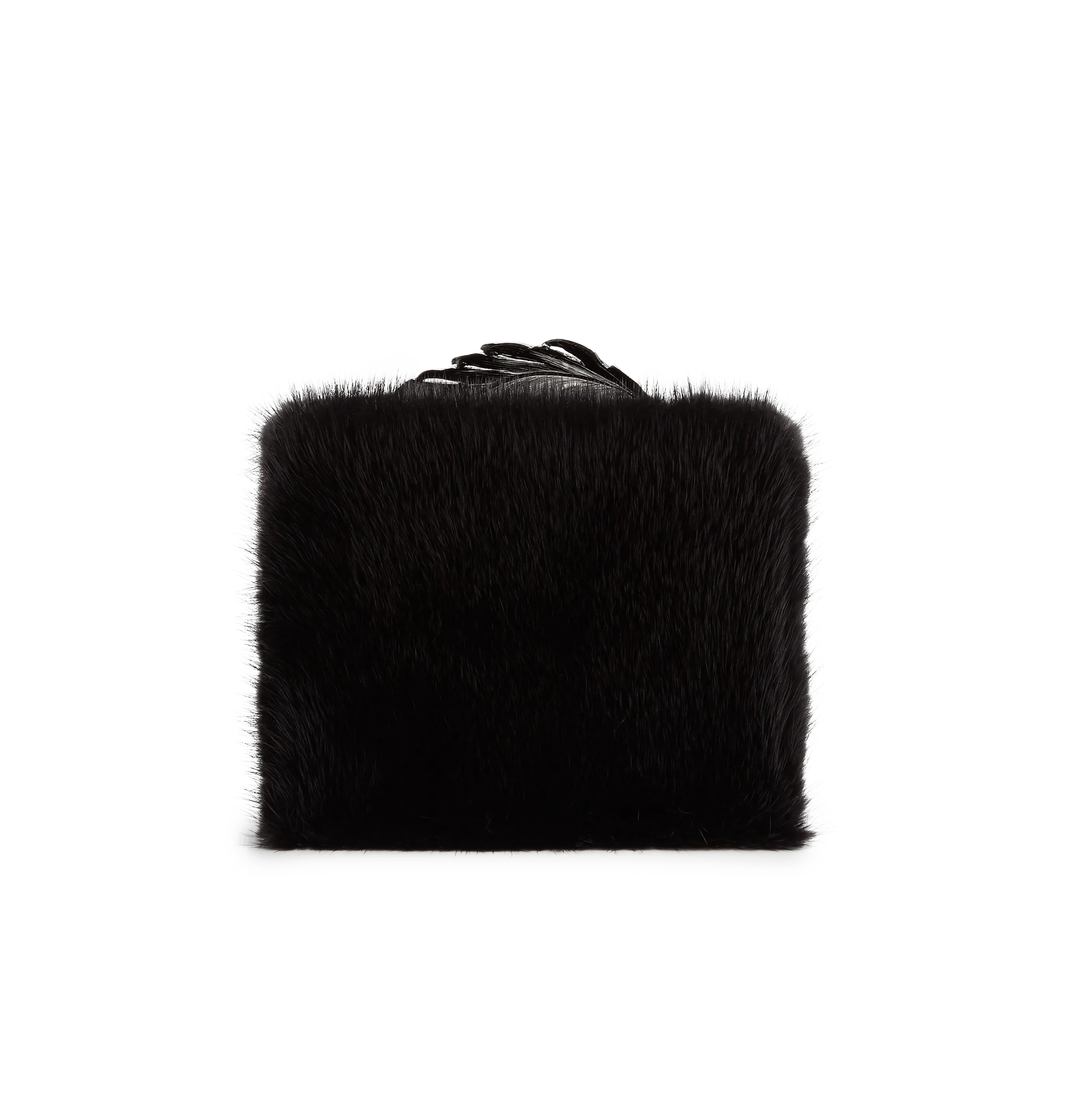 Black Mink Fur and Suede Alina Clutch