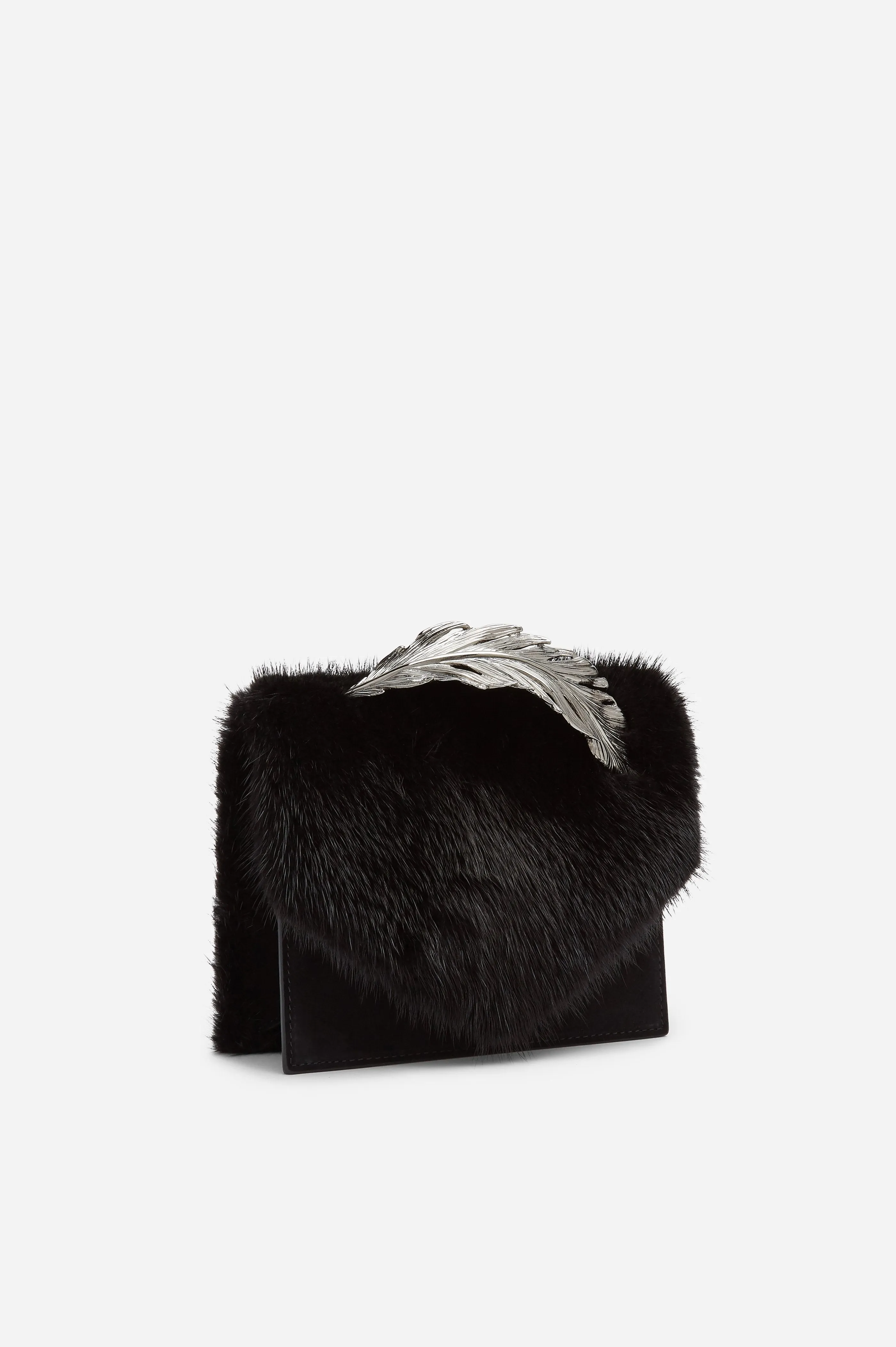 Black Mink Fur and Suede Alina Clutch