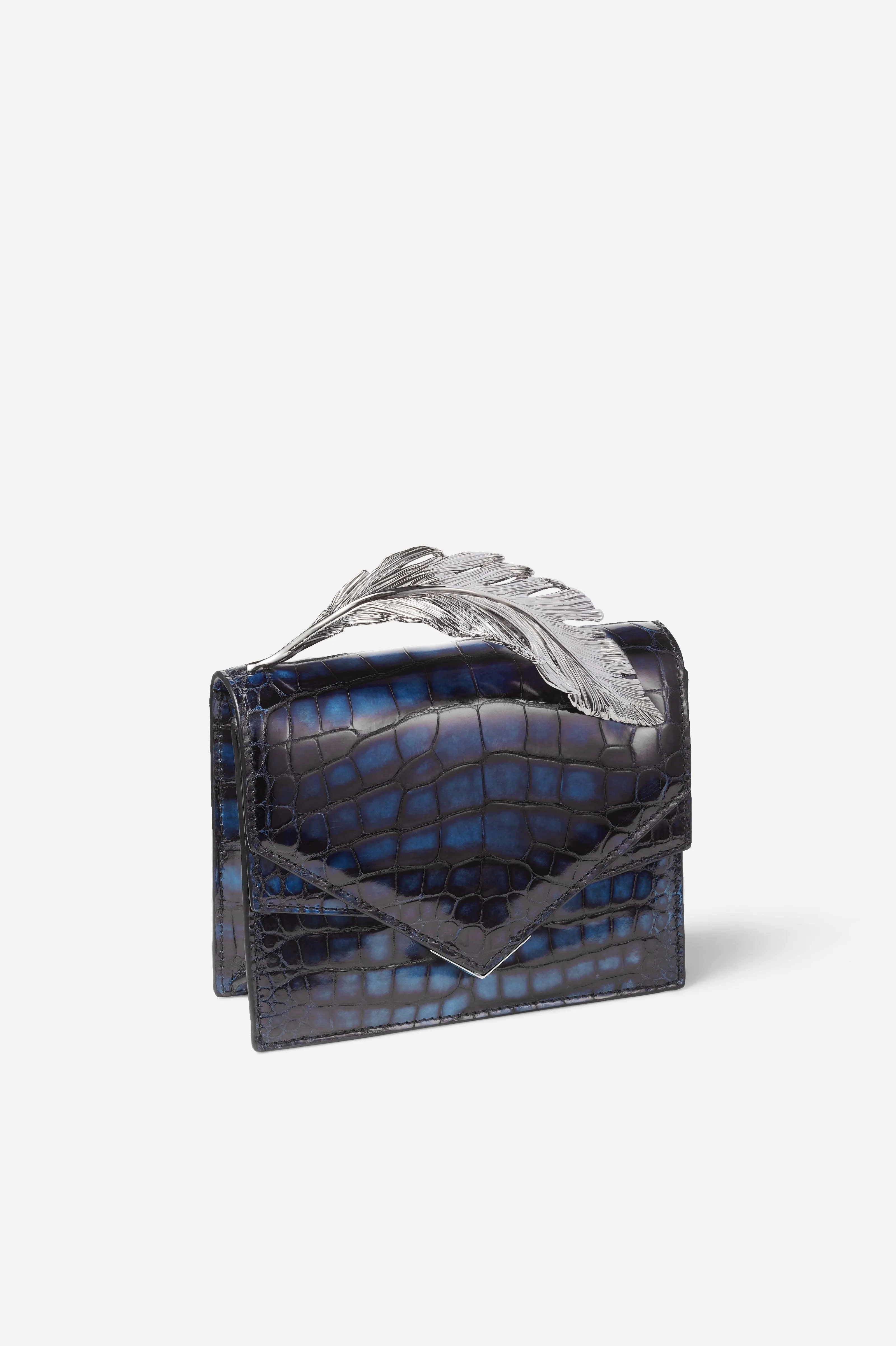 Blue and Black Alligator Alina Clutch