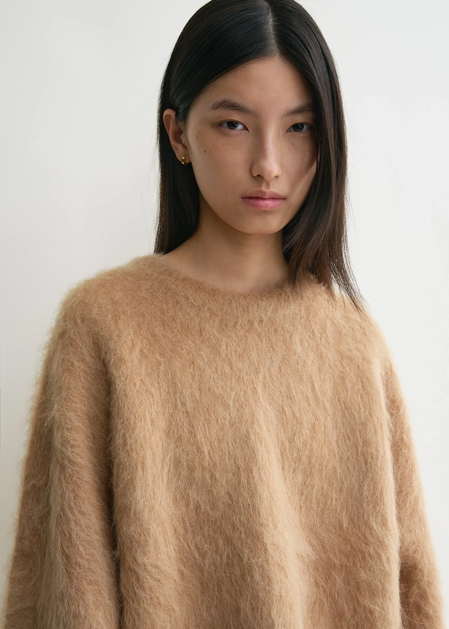 Boxy alpaca knit camel melange