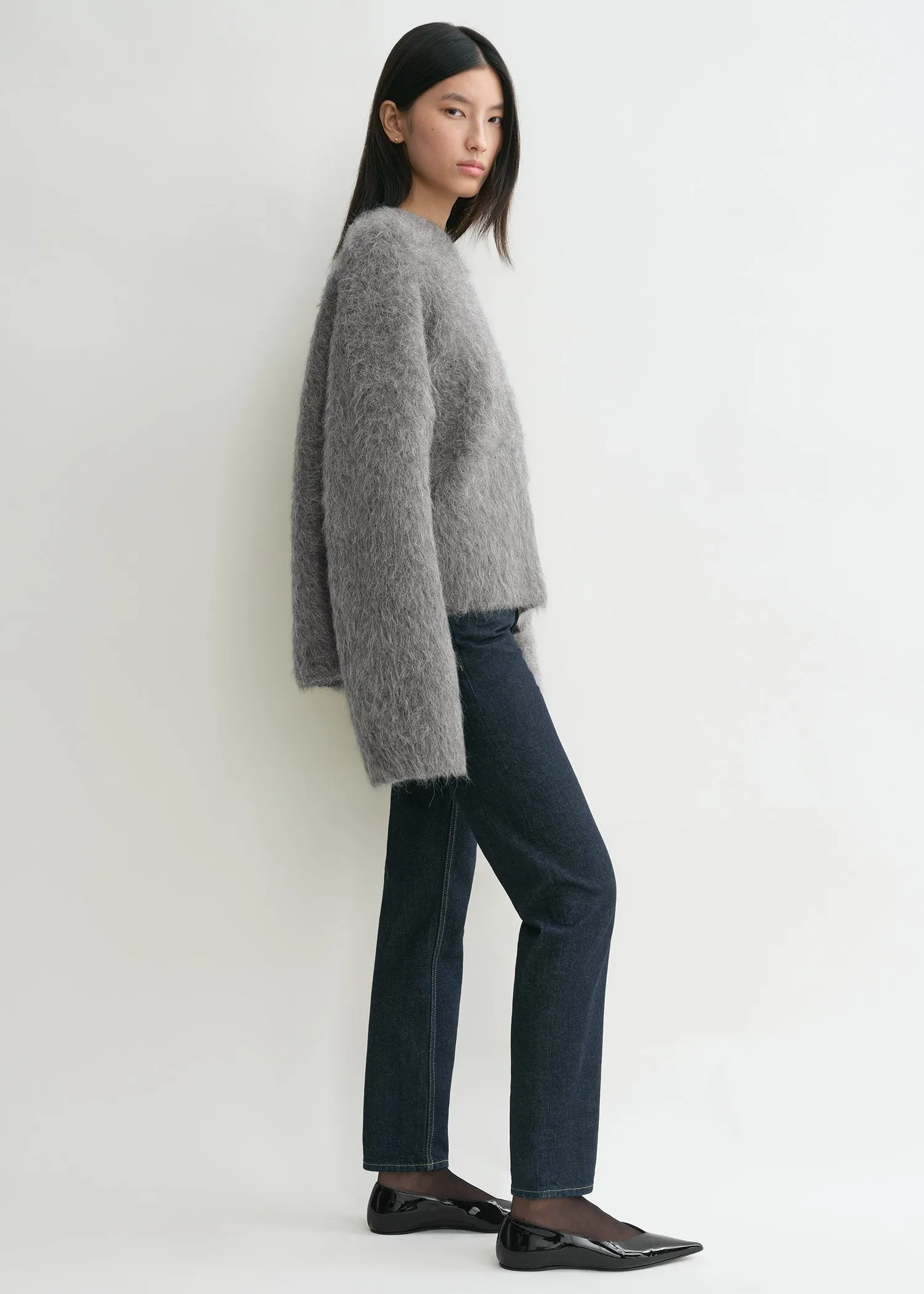 Boxy alpaca knit dark grey melange