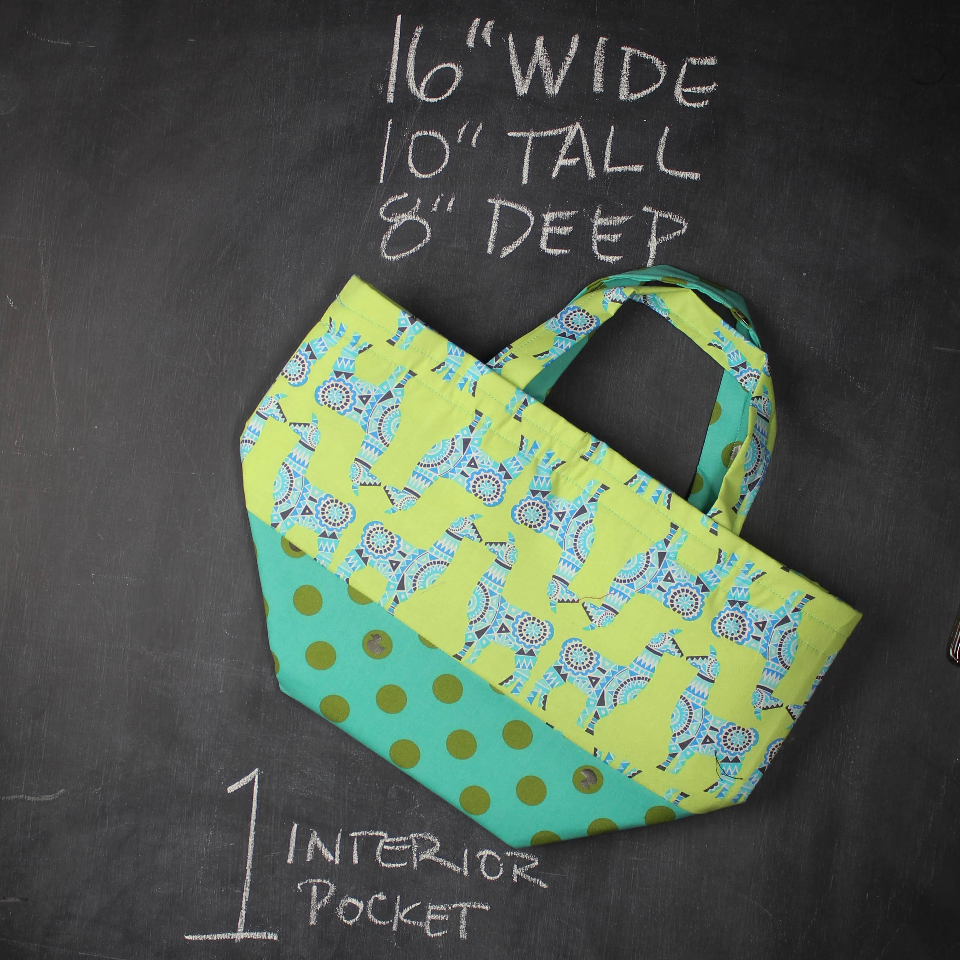 Bucket Tote Bag in Teal Llama Llama Duck 2.0