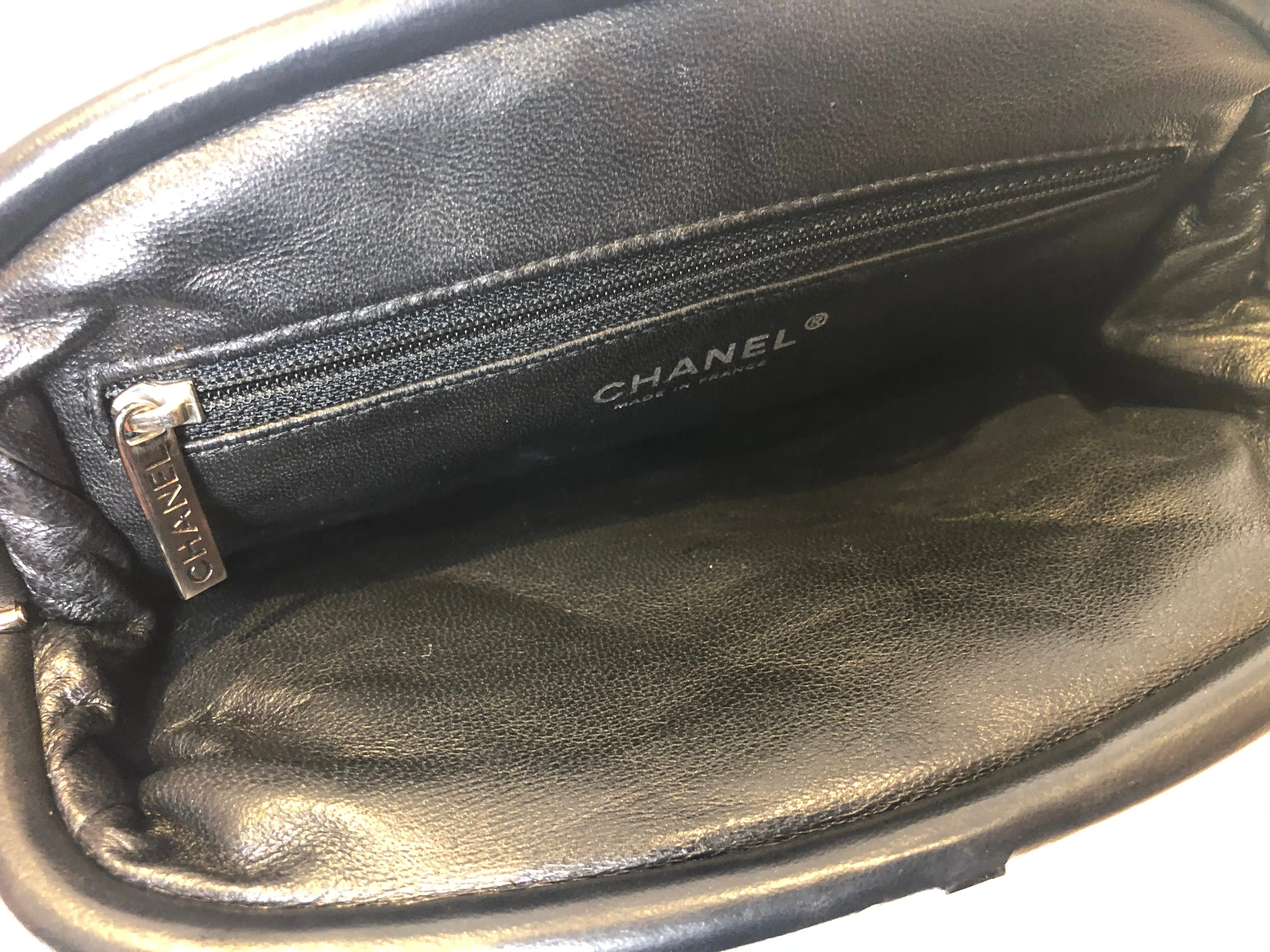 Chanel Black Satin Clutch