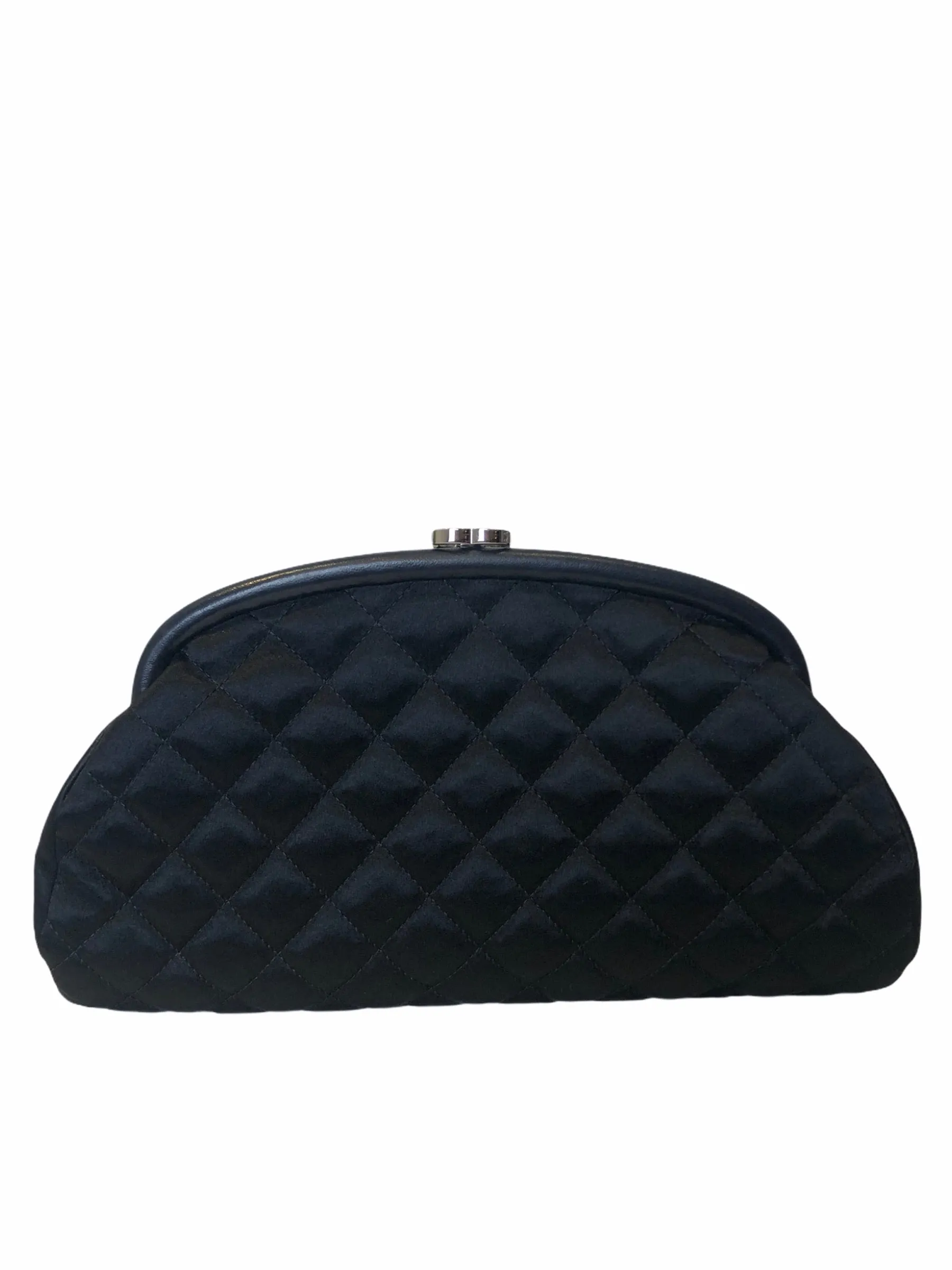 Chanel Black Satin Clutch