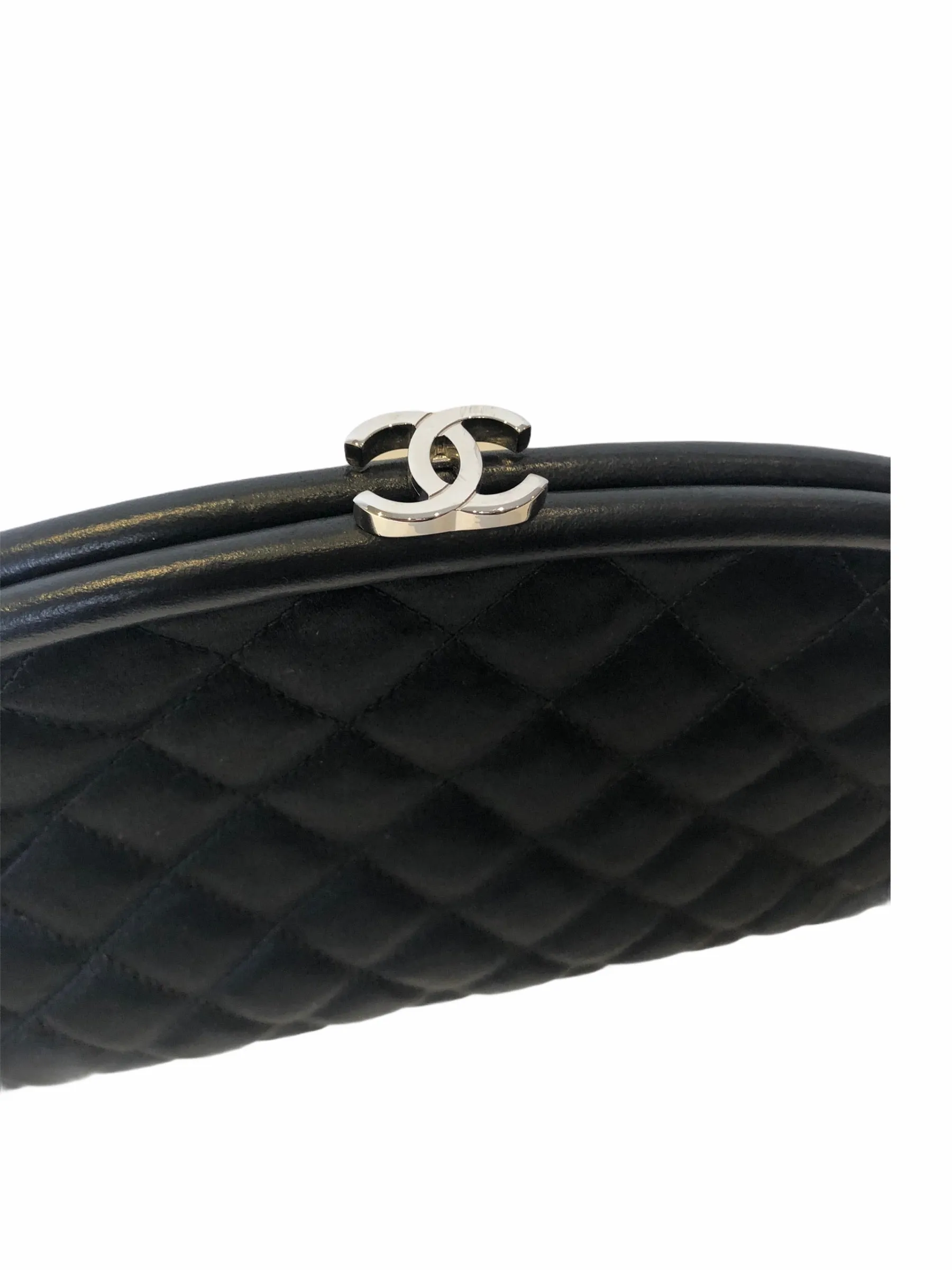 Chanel Black Satin Clutch