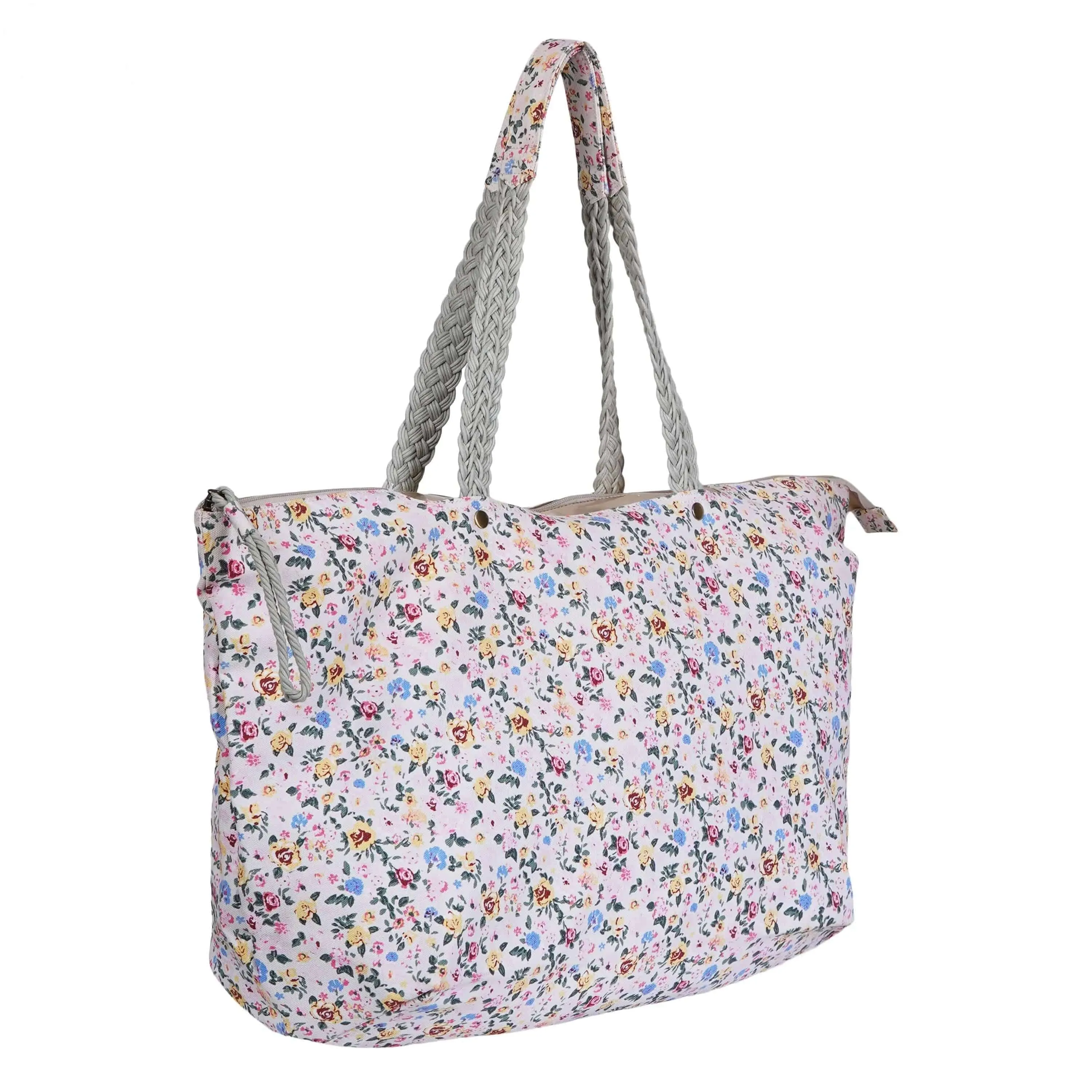 Chic Flower Printed Canvas Bag