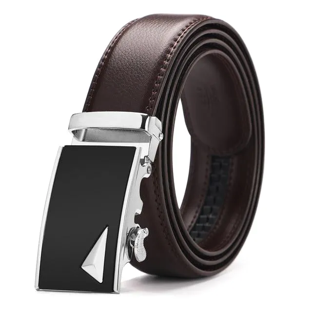 Classy Men Brown & Silver Leather Suit Belt