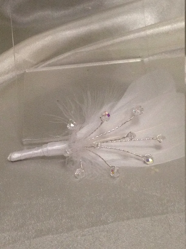 Crystal and Feather brides bouquet,