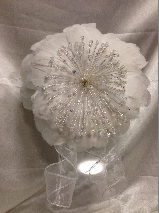 Crystal and Feather brides bouquet,