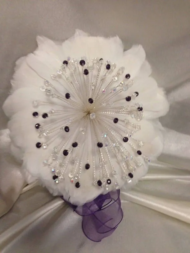 Crystal and Feather brides bouquet,