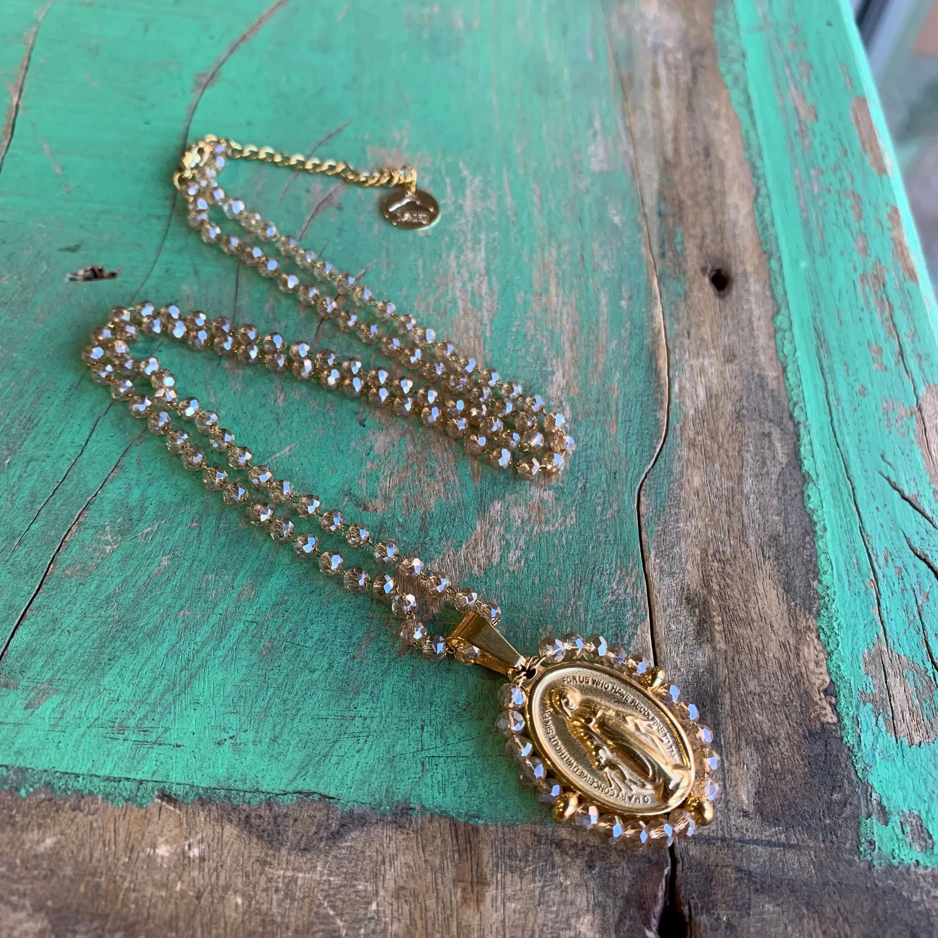 Crystal Miraculous Medal Necklace