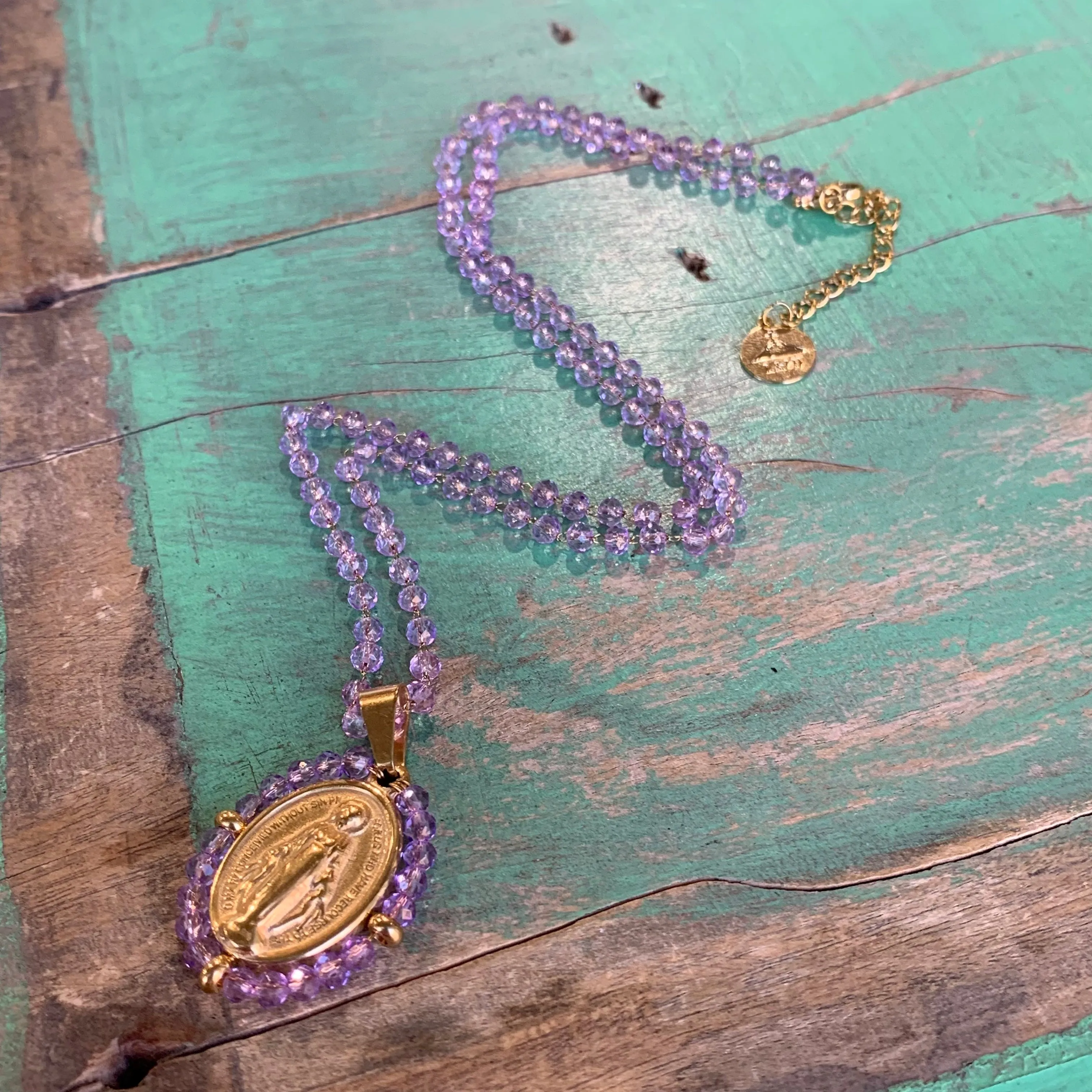 Crystal Miraculous Medal Necklace