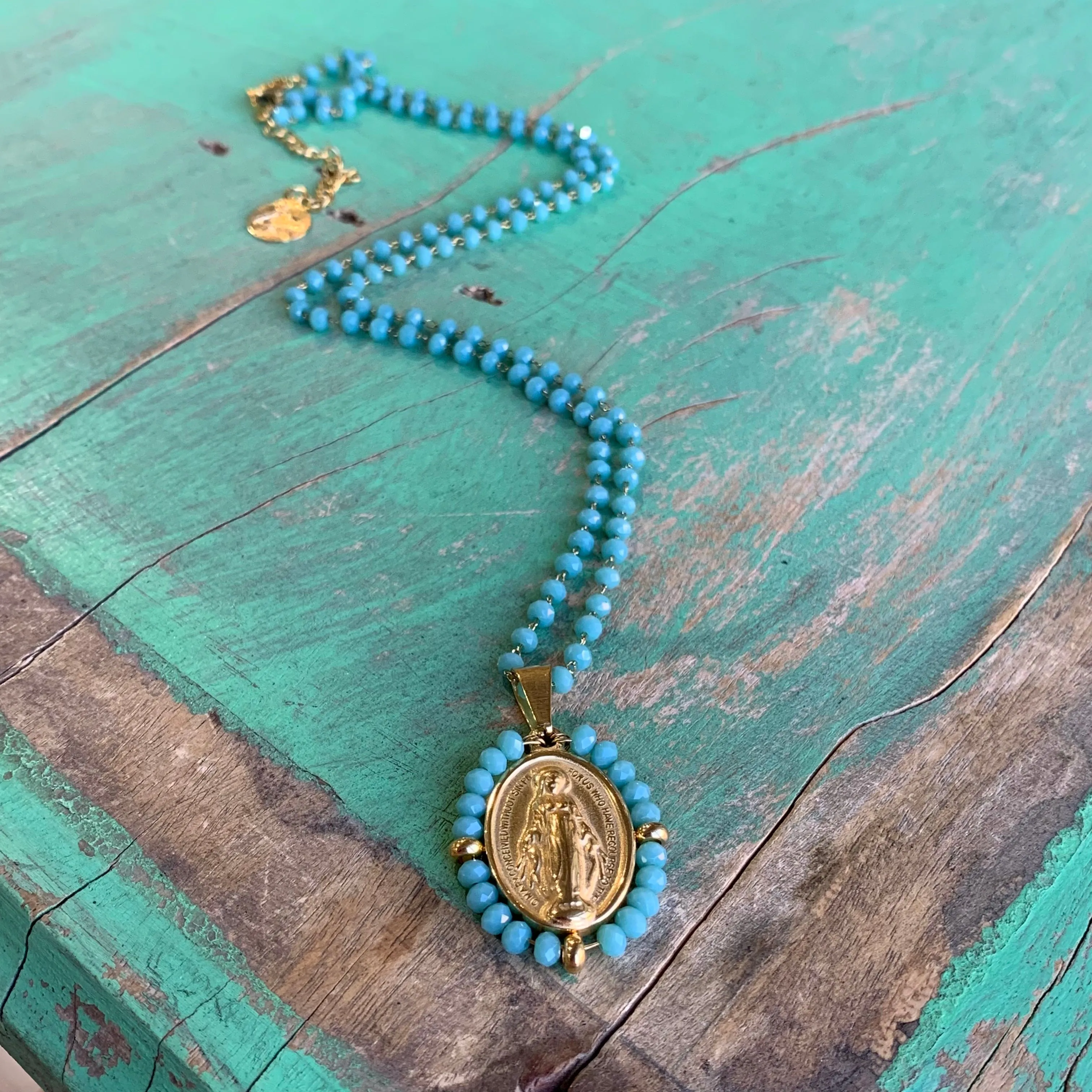 Crystal Miraculous Medal Necklace