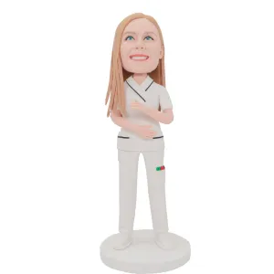 Custom Female Nurse Bobblehead In White Uniform