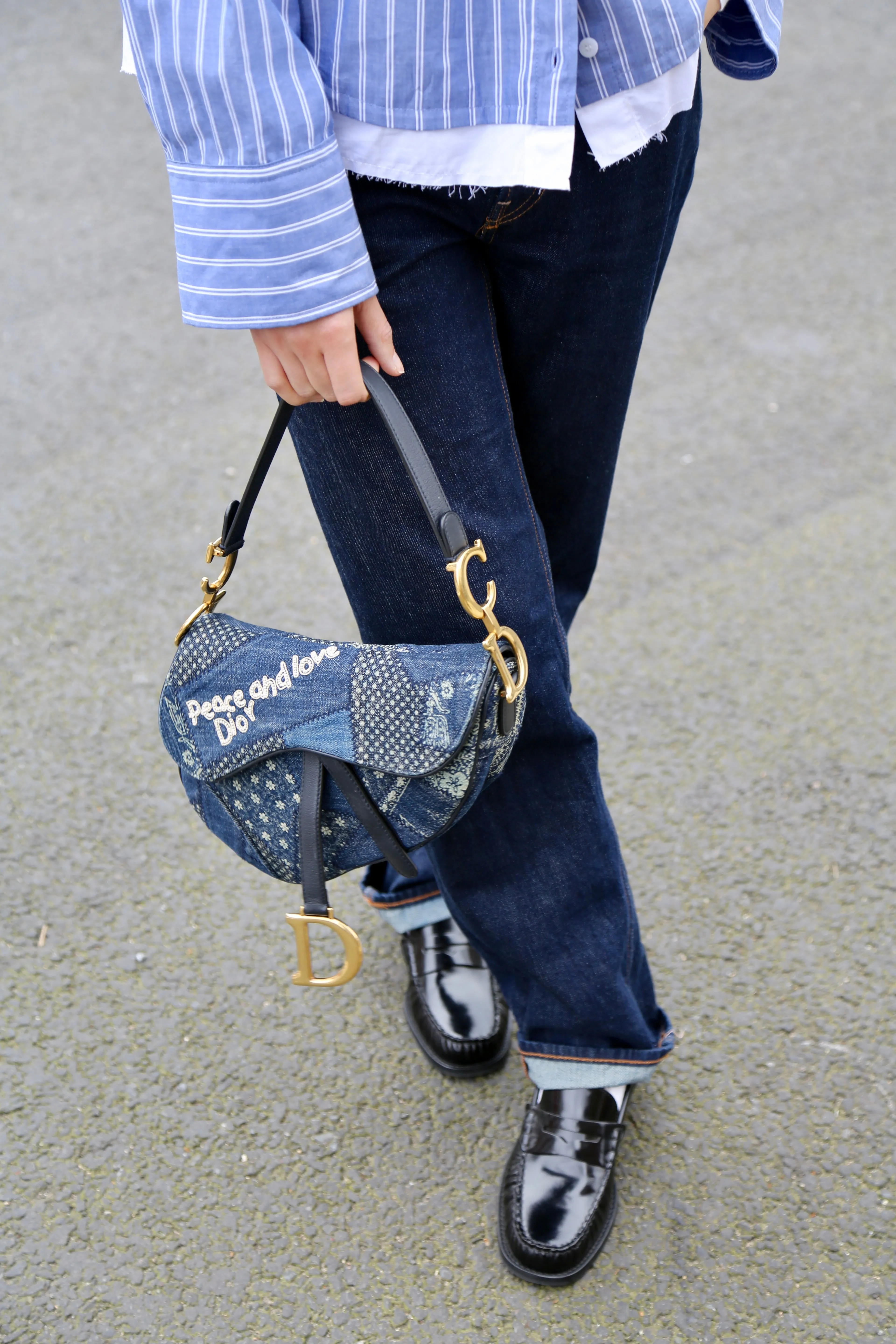 Denim Patchwork Saddle Bag