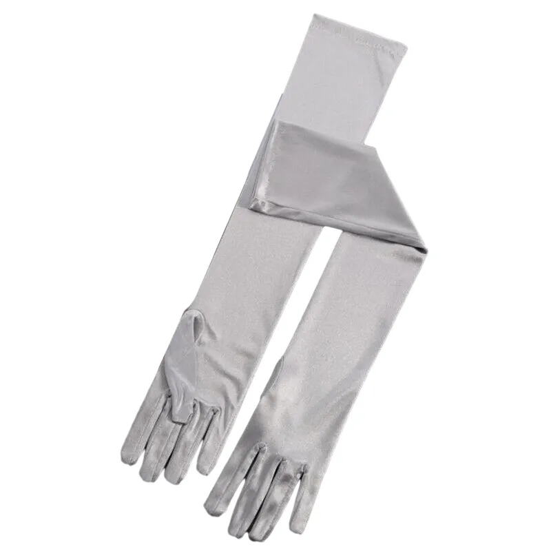 Elegant Long Satin Evening Gloves