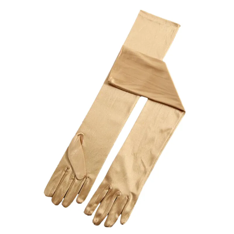 Elegant Long Satin Evening Gloves