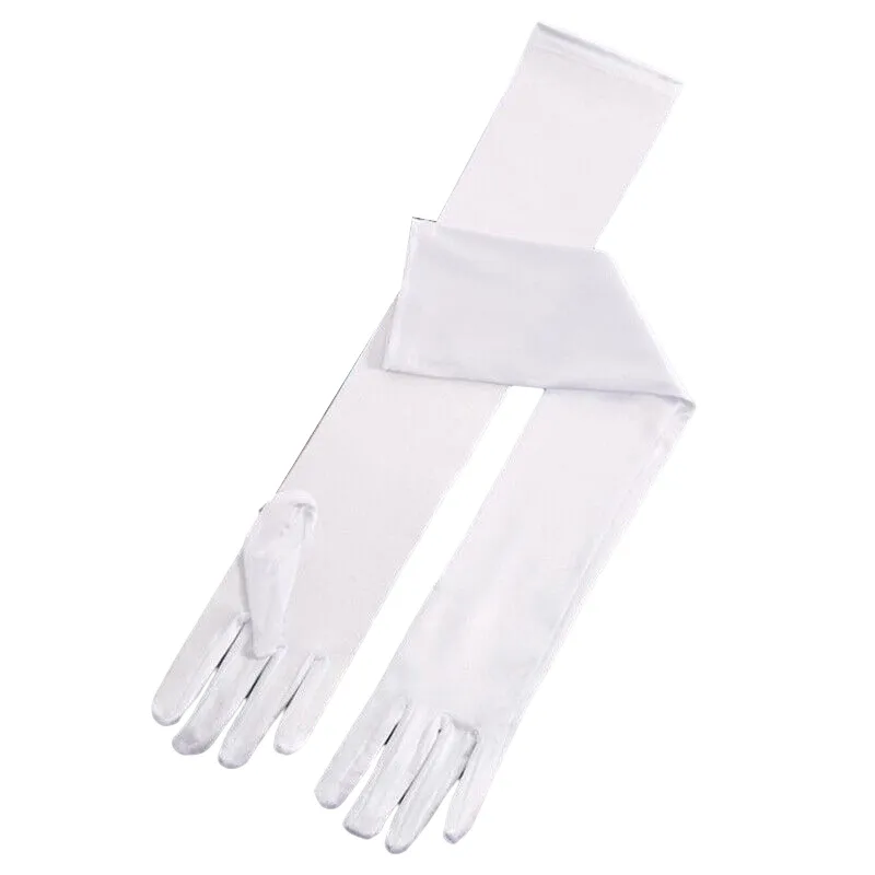 Elegant Long Satin Evening Gloves