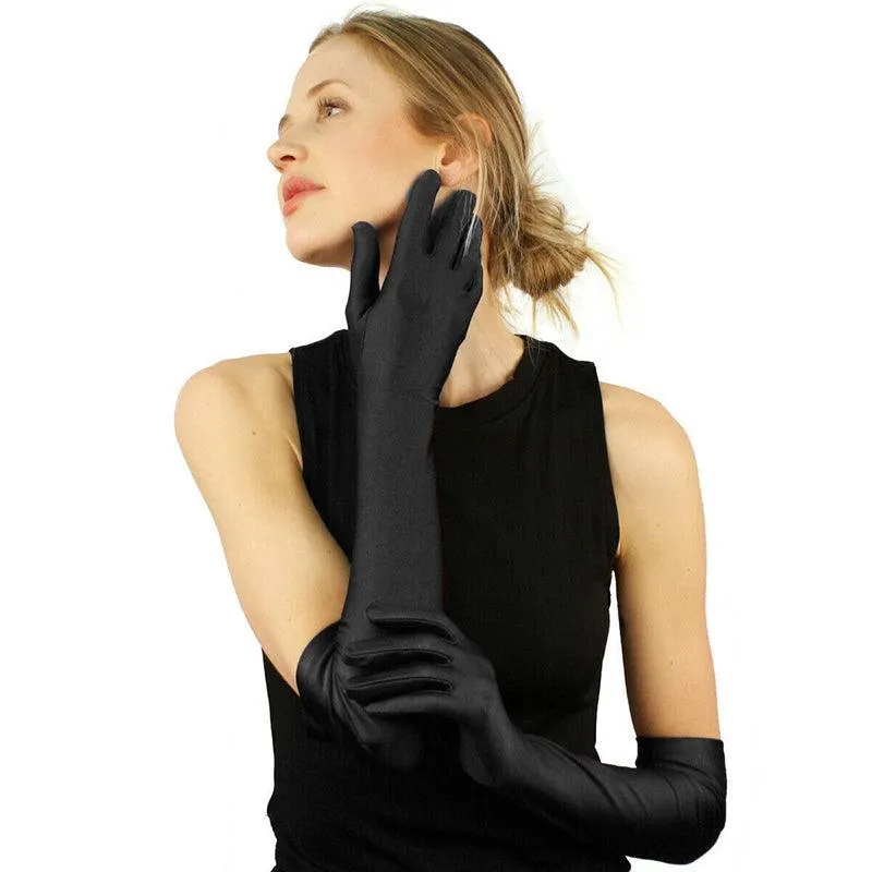 Elegant Long Satin Evening Gloves