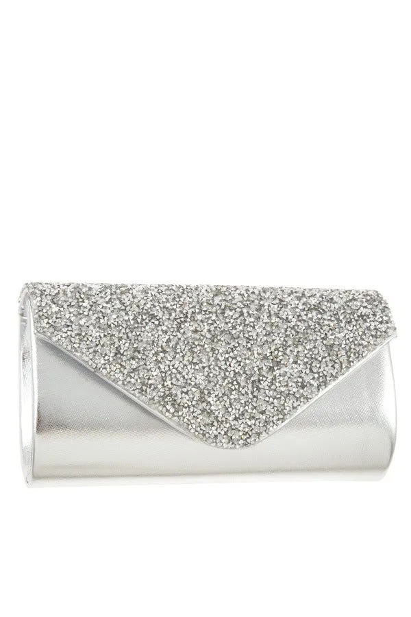 Encrusted rhinestone pave evening clutch bag