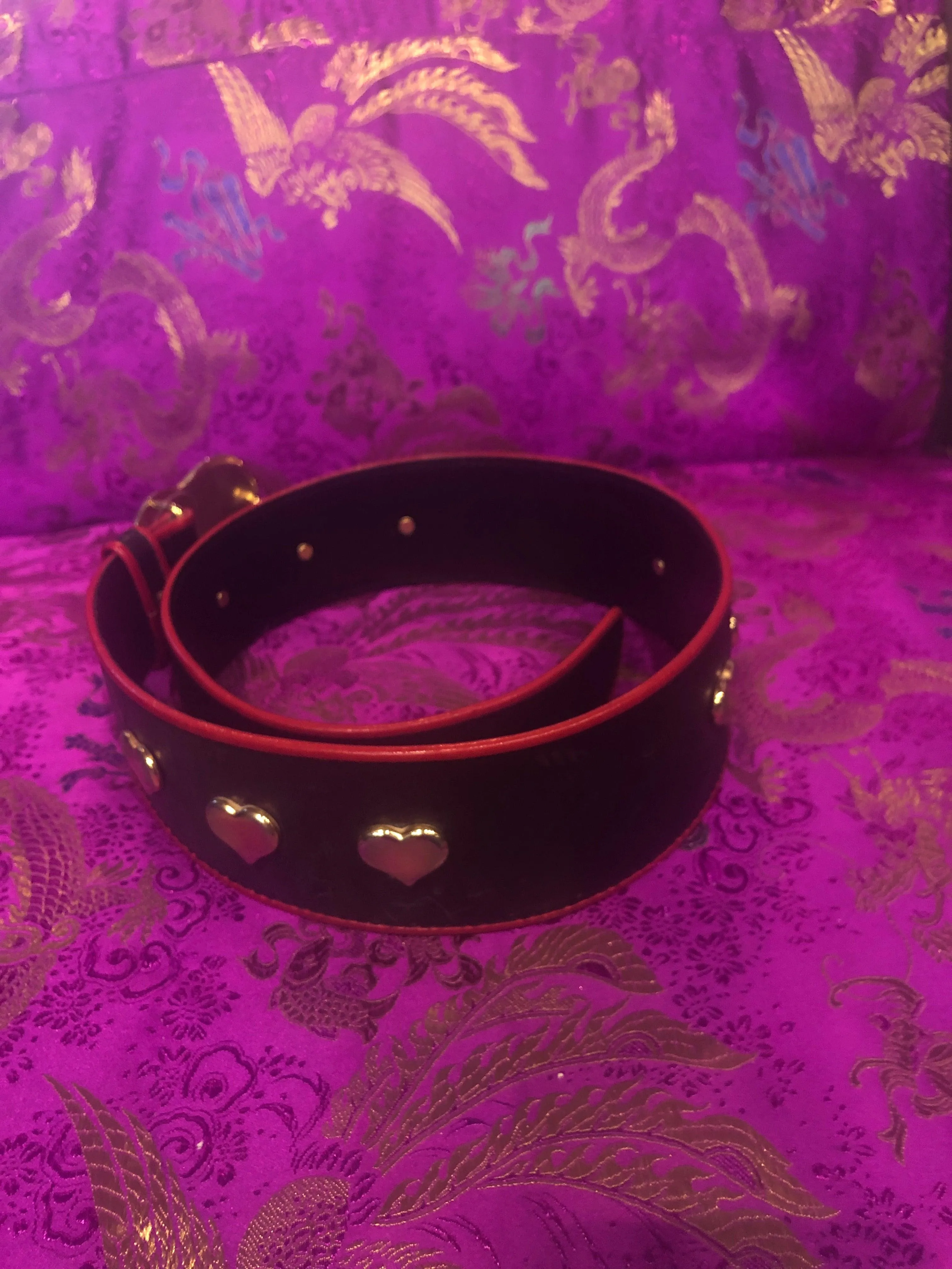 Escada wonderful leather black and red belt with hearts. Size 8/10