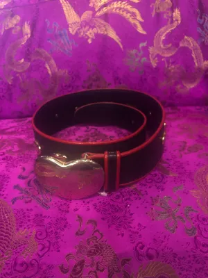 Escada wonderful leather black and red belt with hearts. Size 8/10