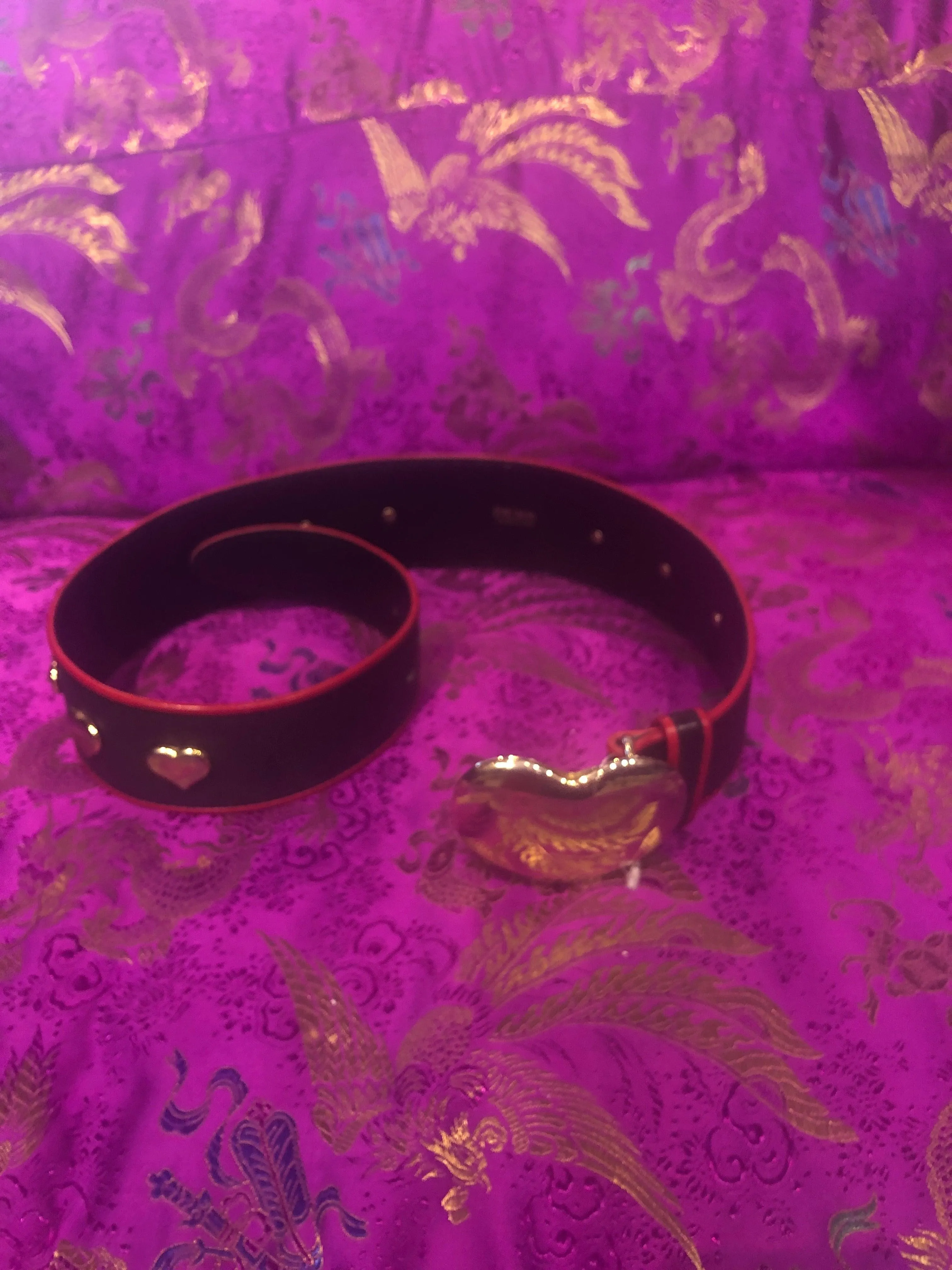 Escada wonderful leather black and red belt with hearts. Size 8/10