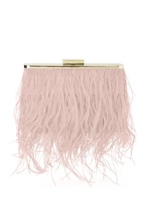 Estelle Blush Feather Clutch