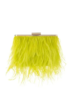 Estelle Yellow Feather Clutch