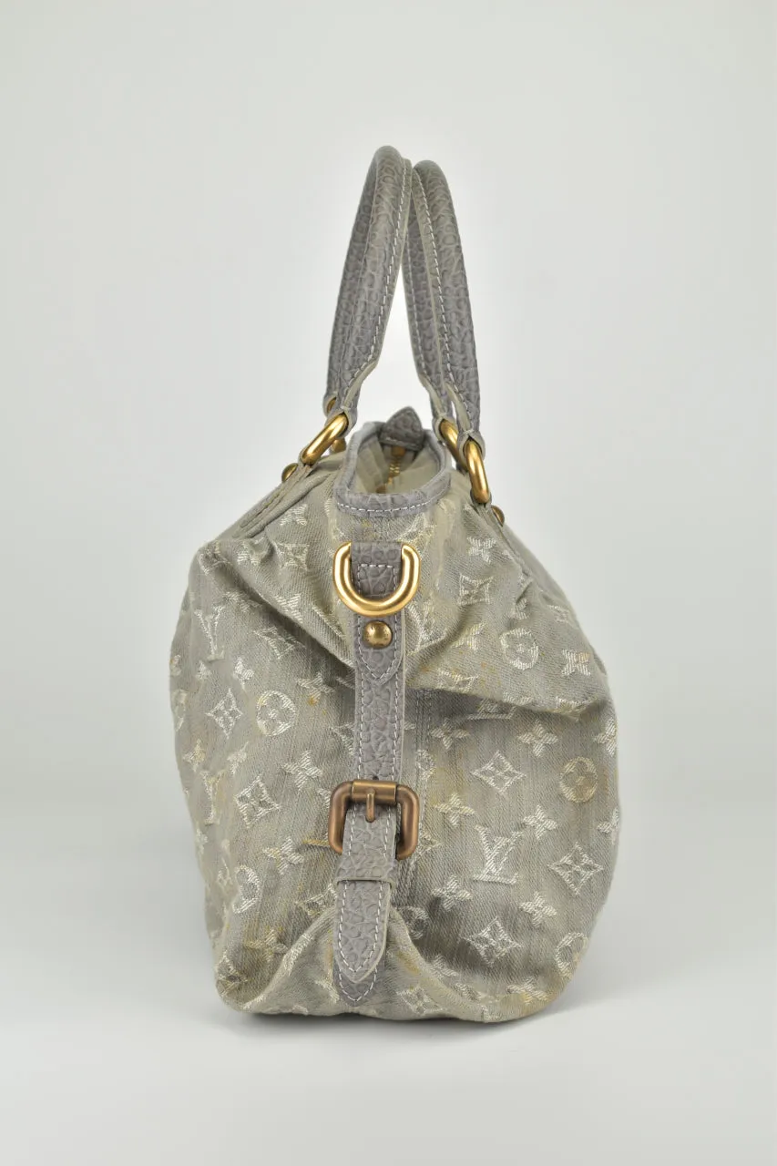 Grey Denim Monogram Denim Neo Cabby MM Bag