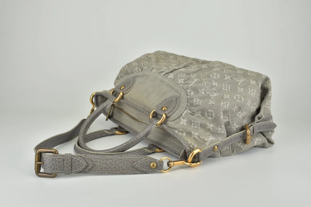 Grey Denim Monogram Denim Neo Cabby MM Bag