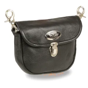 Leather Belt Bag w/ Flap & Belt Clasps(8.5X5.5)