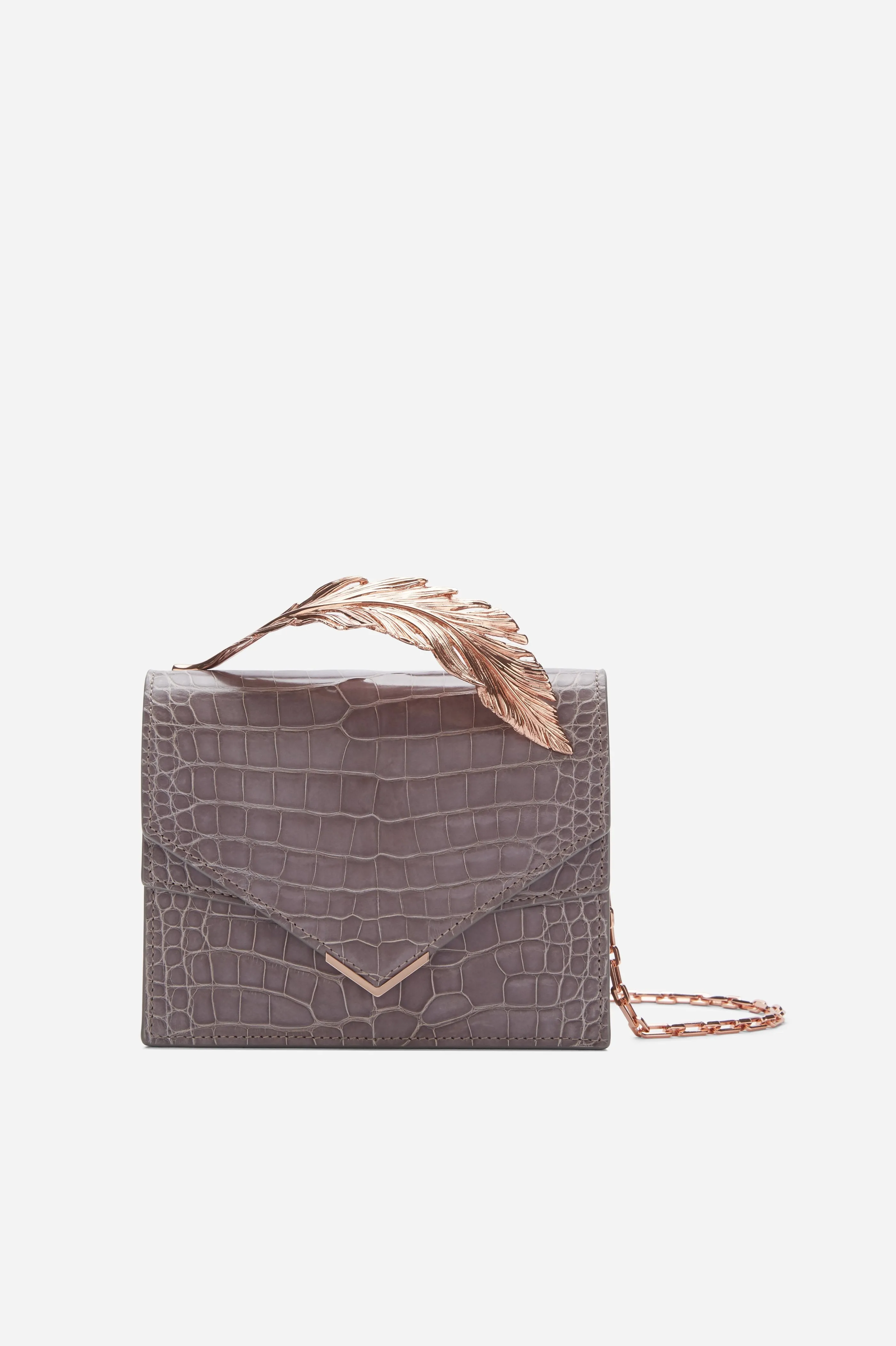 Mauve Lisse Alligator Alina Clutch