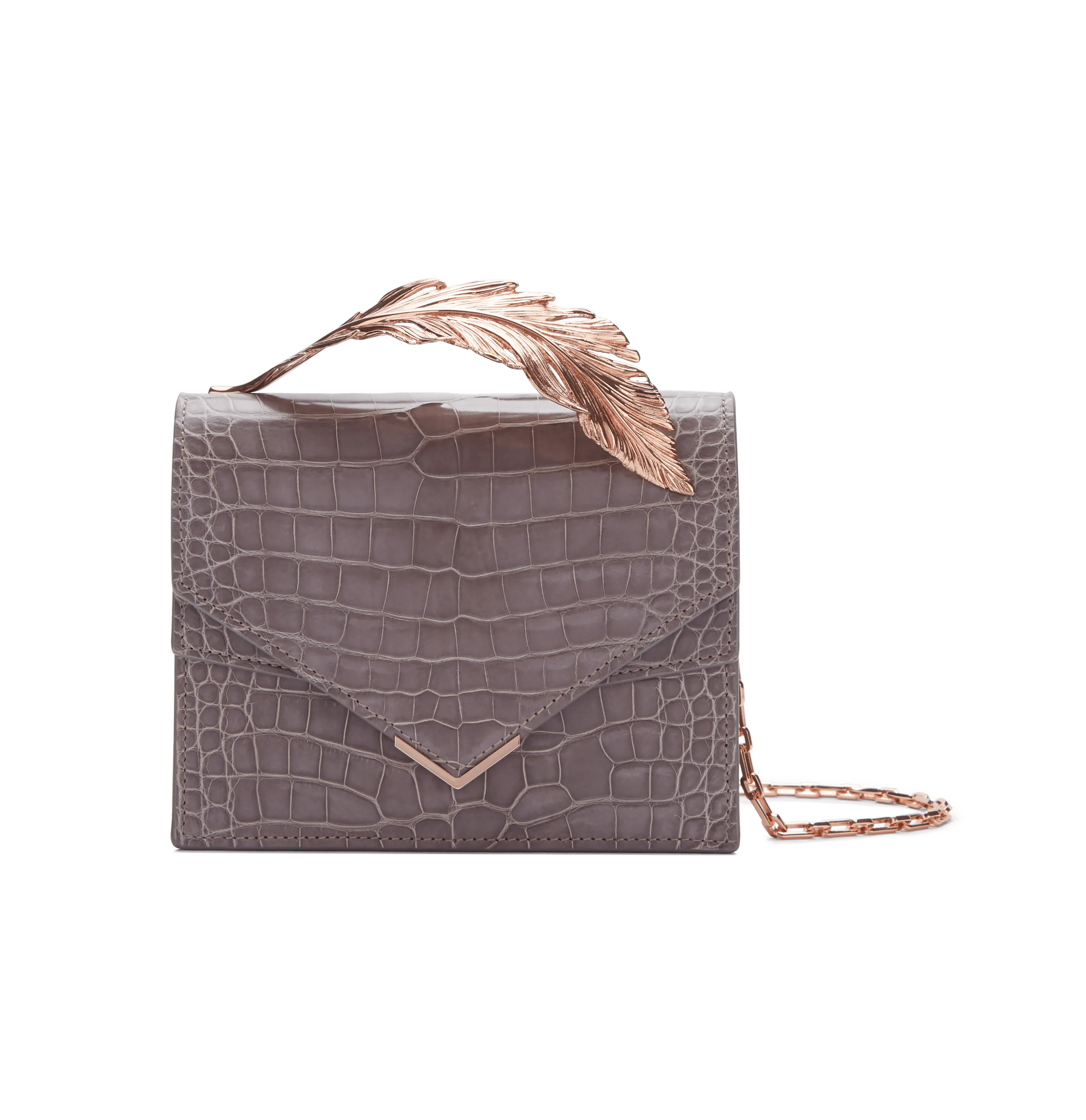 Mauve Lisse Alligator Alina Clutch