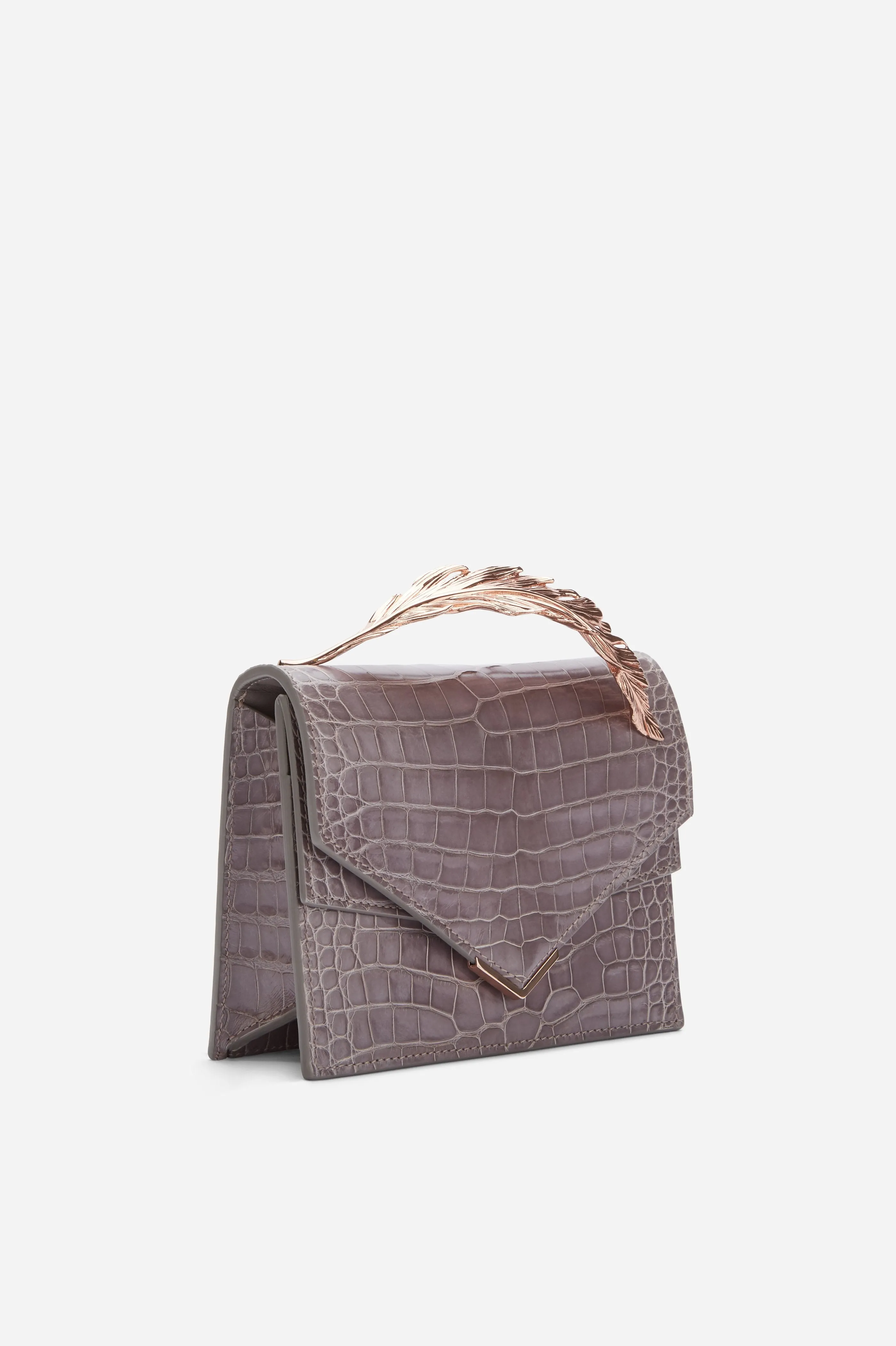 Mauve Lisse Alligator Alina Clutch