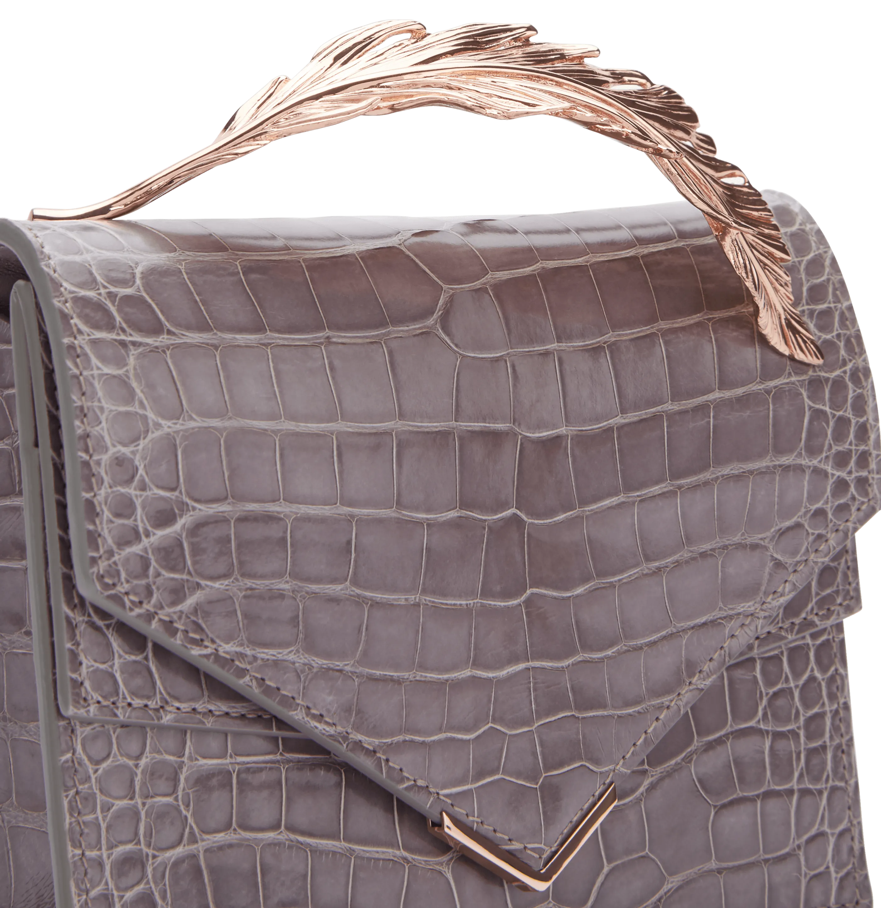 Mauve Lisse Alligator Alina Clutch