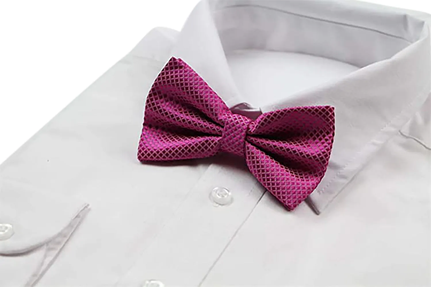 Mens Hot Pink Plain Coloured Large Patterned Checkered Bow Tie