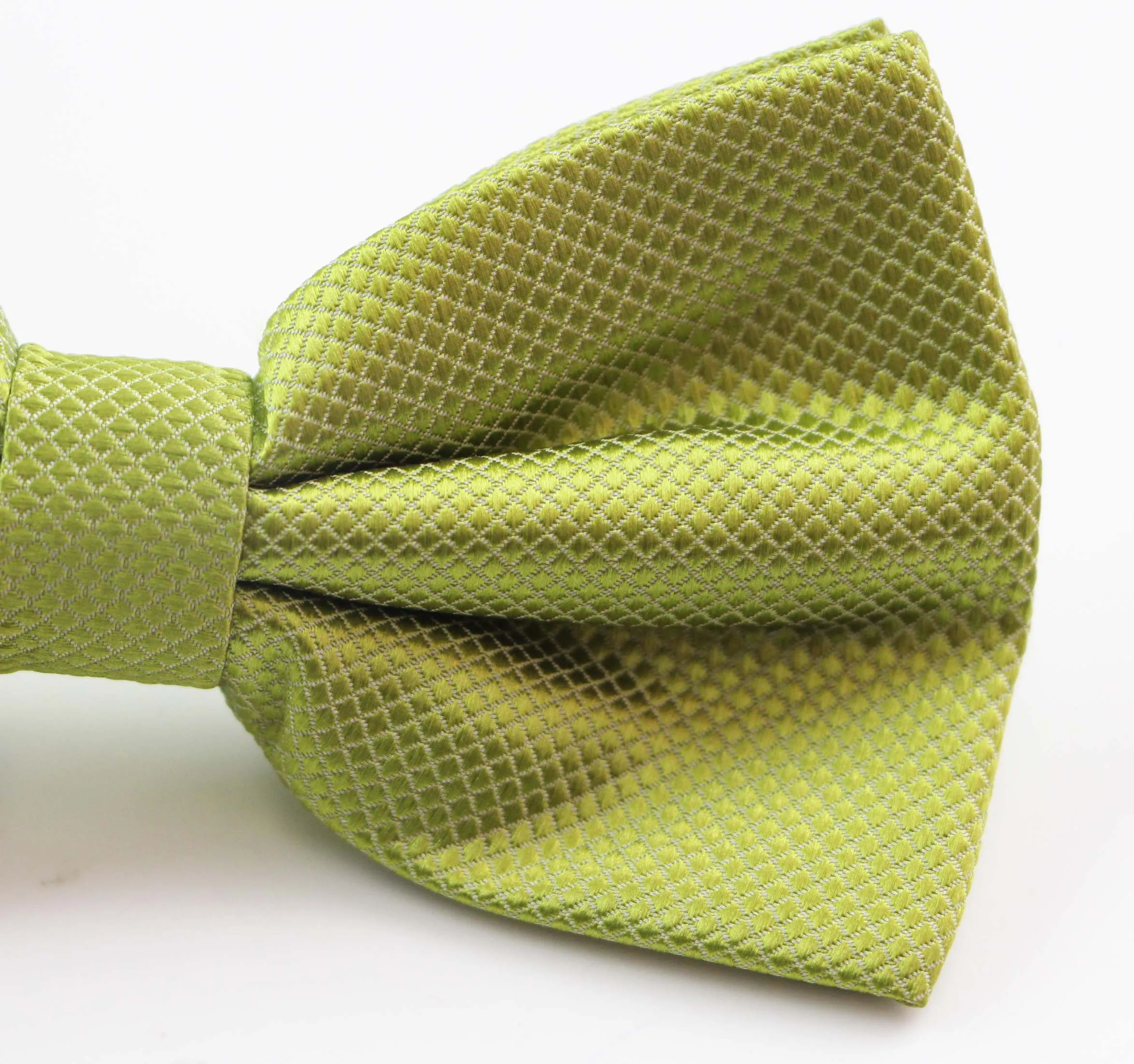 Mens Light Green Plain Coloured Checkered Bow Tie