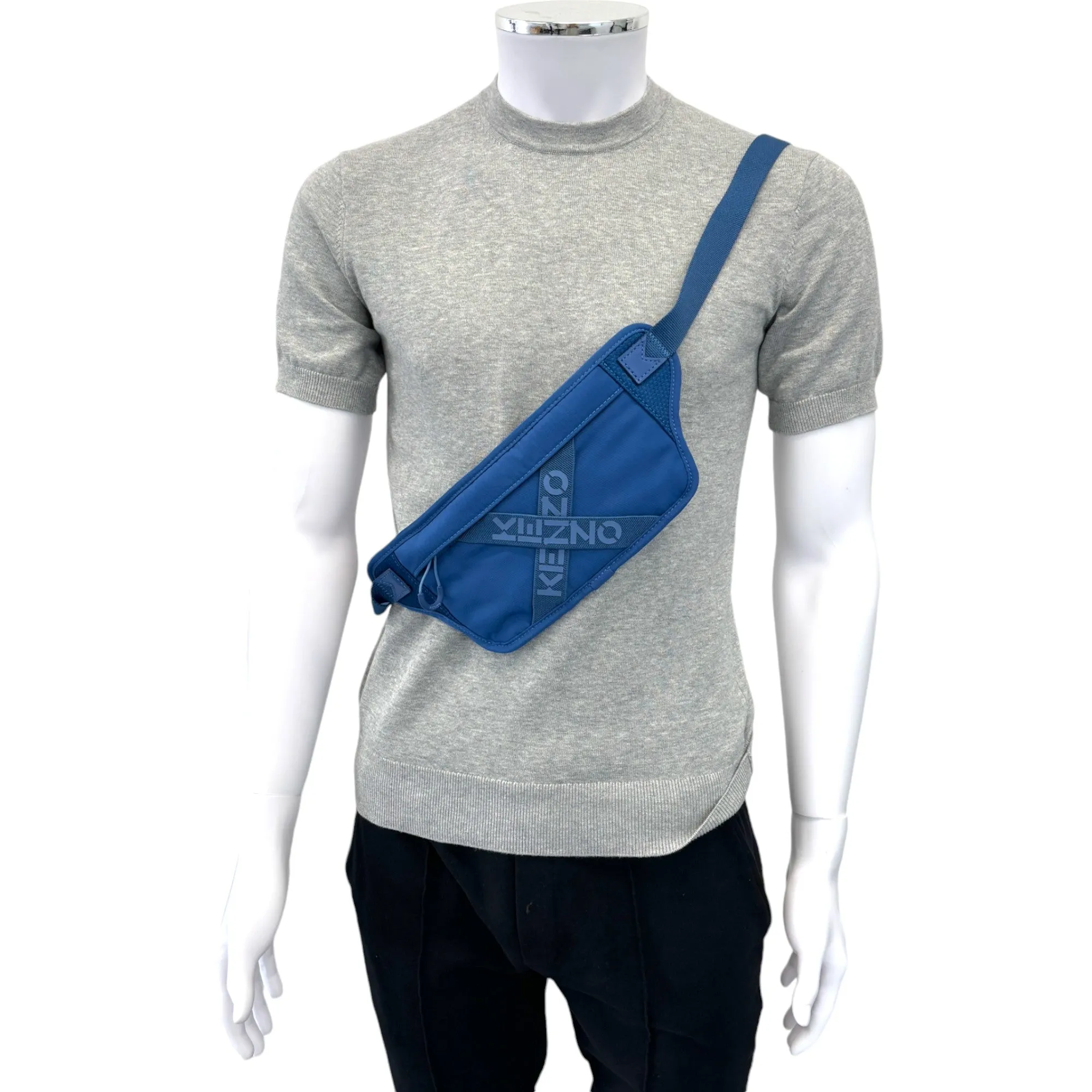 Men's Logo Print Belt Bag Blue