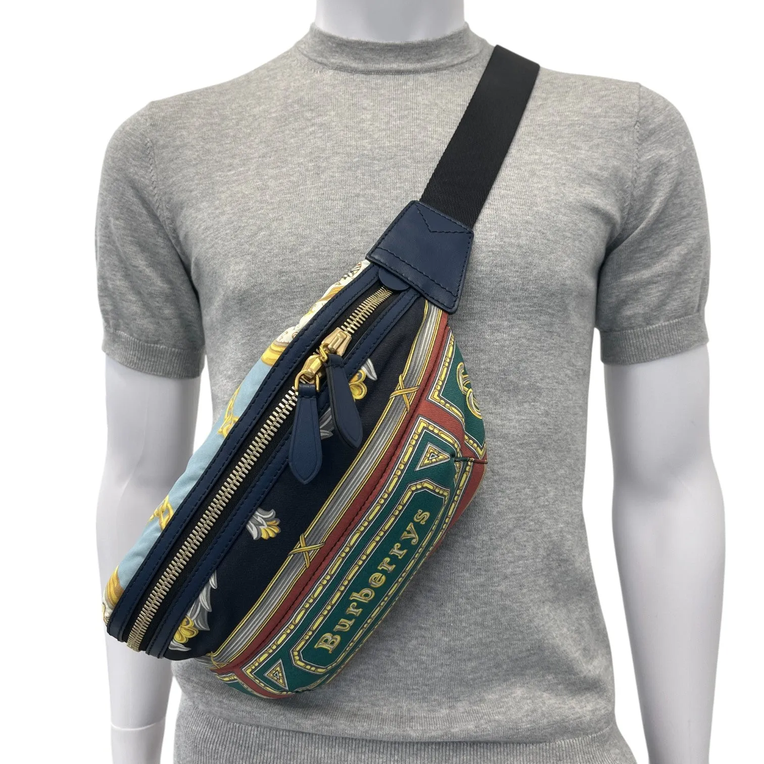 Men's Logo Print Belt Bag Navy