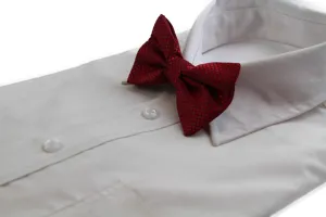 Mens Maroon Plain Coloured Large Patterned Checkered Bow Tie