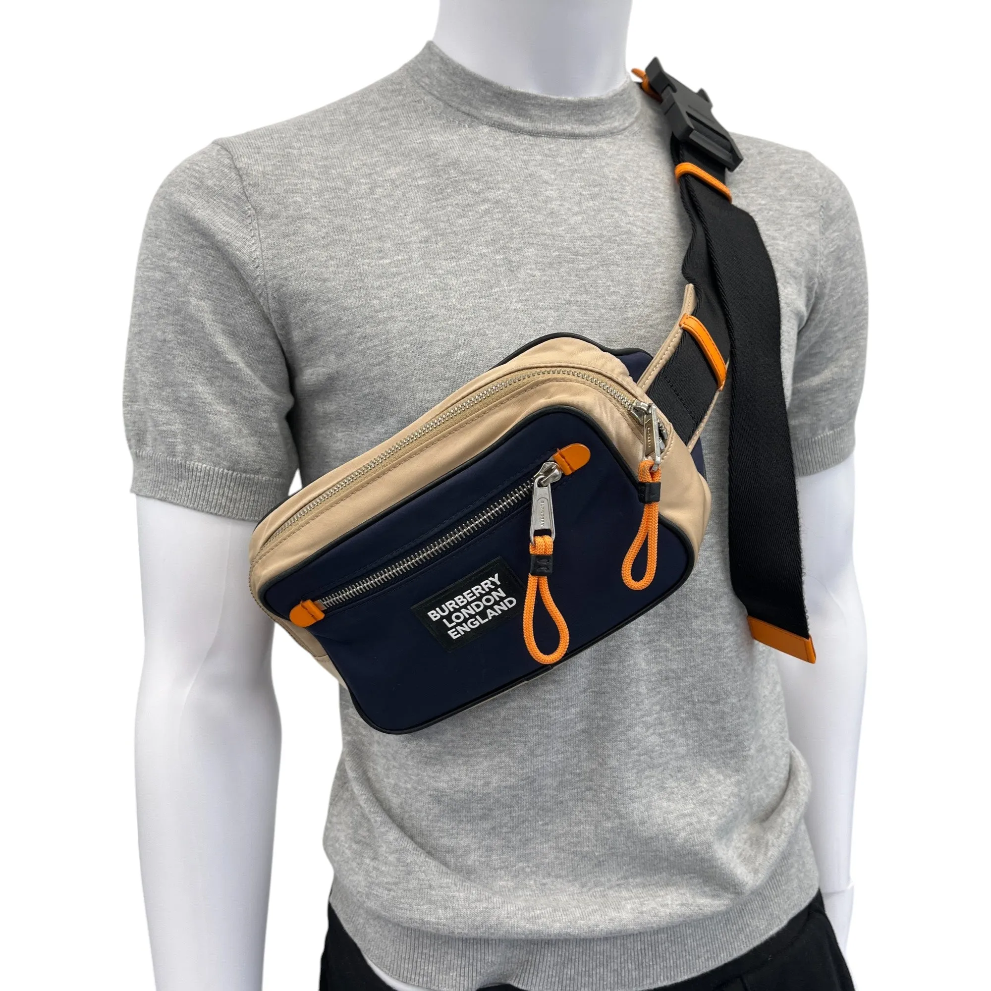 Men's Nylon Logo Belt Bag Navy