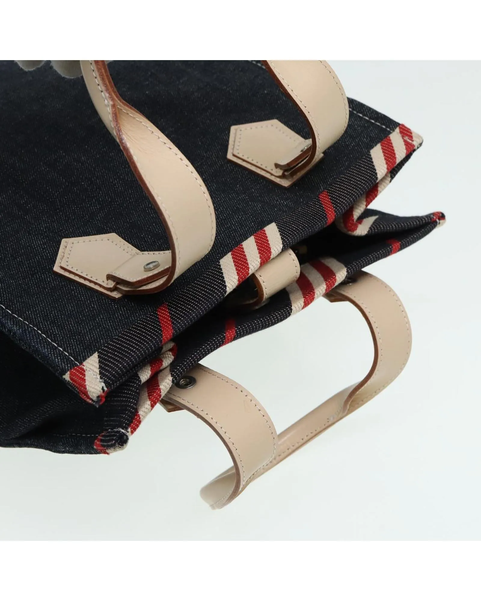 Navy Canvas Denim Hand Bag with Handle Drop of 12cm